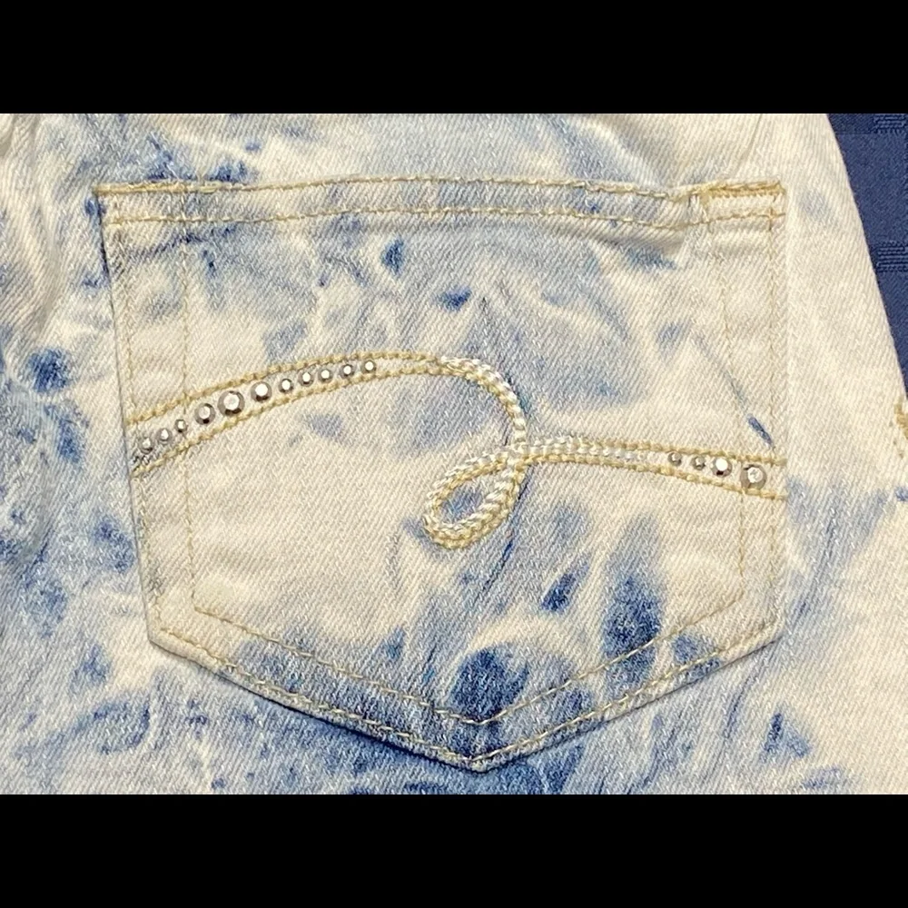 Justice‎ Girls Skort Size 8 Blue Acid Wash Denim Skirt Shorts Stretch